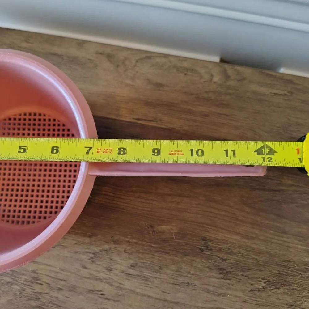 Vtg Pink Colander Strainer Bowl With Handle MCM Plastic Retro Kitchen Merrymaid